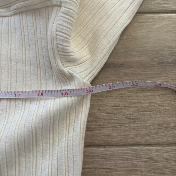 Madewell Ribbed Long Sleeve Polo Shirt Women's Medium Cream Boxy Preppy Academia - Picture 11 of 11
